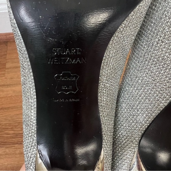 Stuart Weitzman Silver Sparkle Pointed High Heel Stilettos - Picture 13 of 13